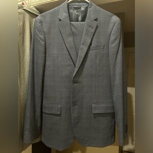 Ben Sherman Blue Trim Fit Plaid Suit - 40 Reg